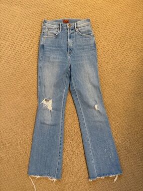 MOTHER High Waisted Smokin’ Double Ankle Fray Jeans